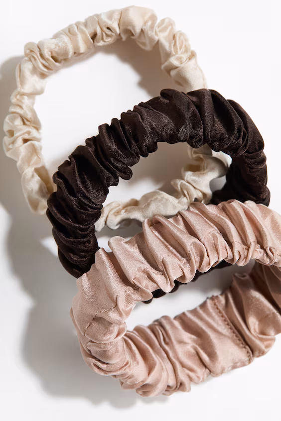 Набор из 3 резинок для волос из шелка