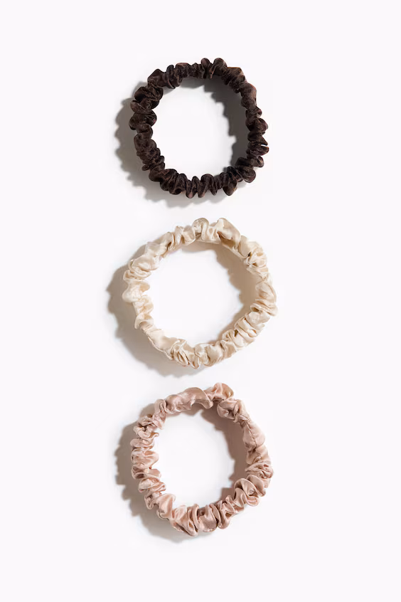 Набор из 3 резинок для волос из шелка