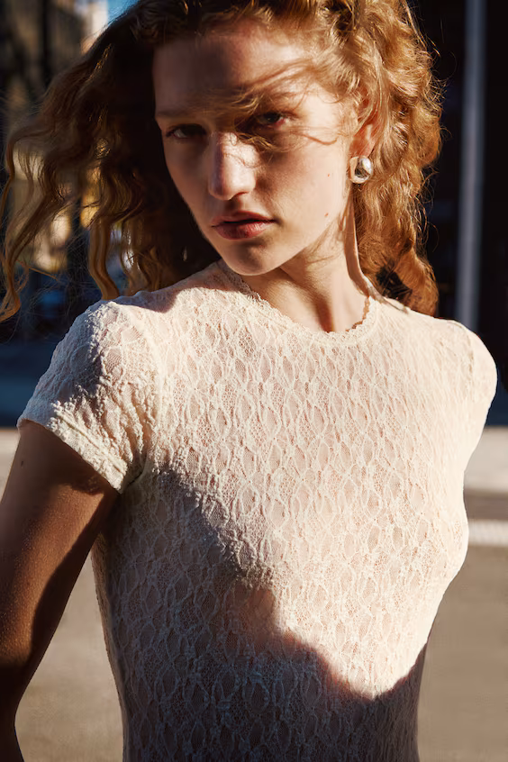 Боди с трусиками из джерси с кружевным эффектом