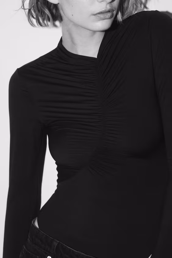 Боди на запах с драпировкой