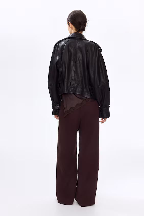 Широкие брюки из смеси льна