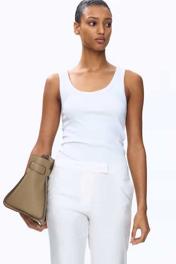 Классические белые брюки из смеси льна