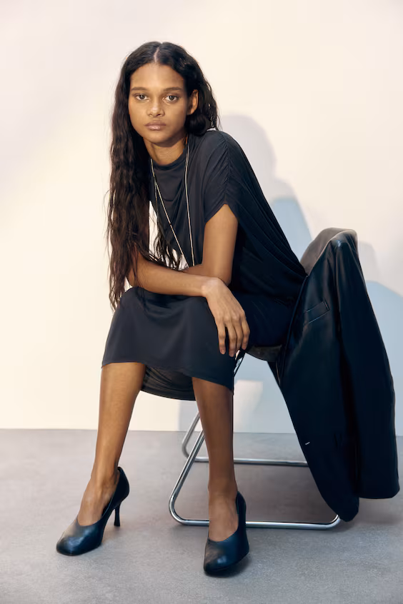 Платье макси с драпировкой