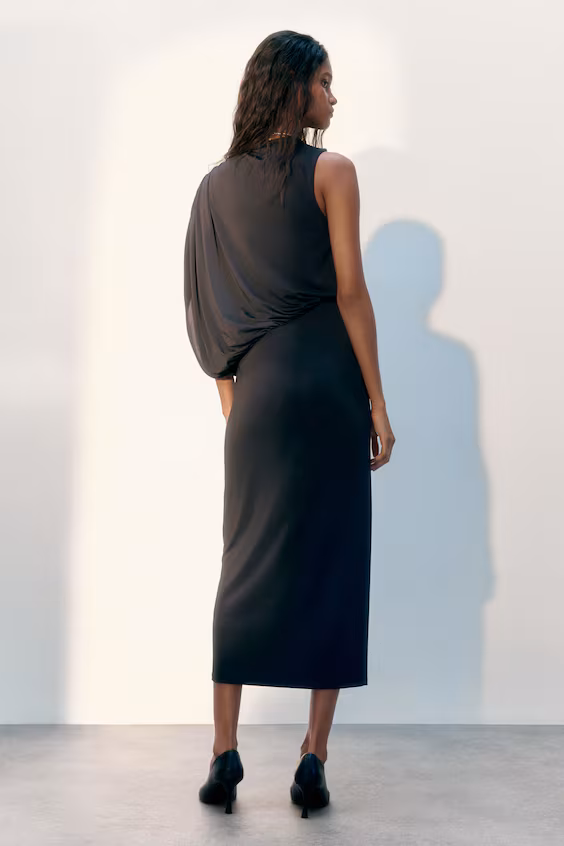 Платье макси с драпировкой