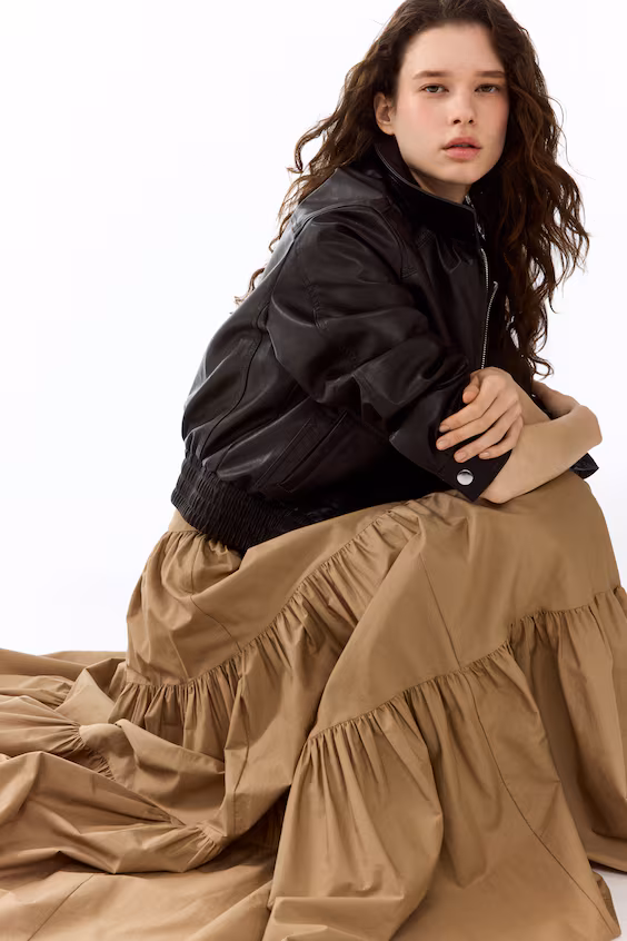 Длинная юбка с секциями в складку