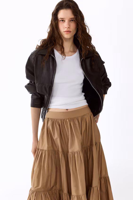 Длинная юбка с секциями в складку