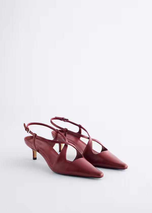 Туфли на каблуке из кожи с крест-накрест ремешком
