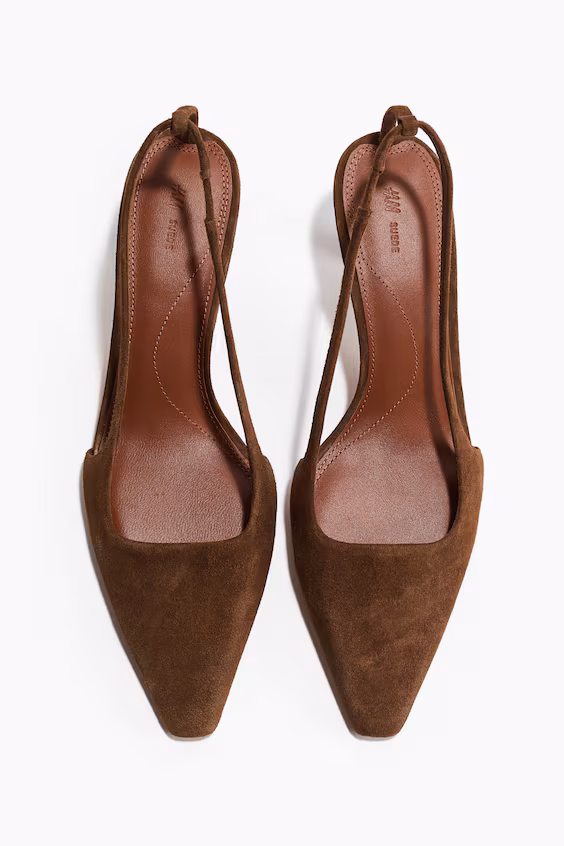 Туфли с открытым задником из кожи