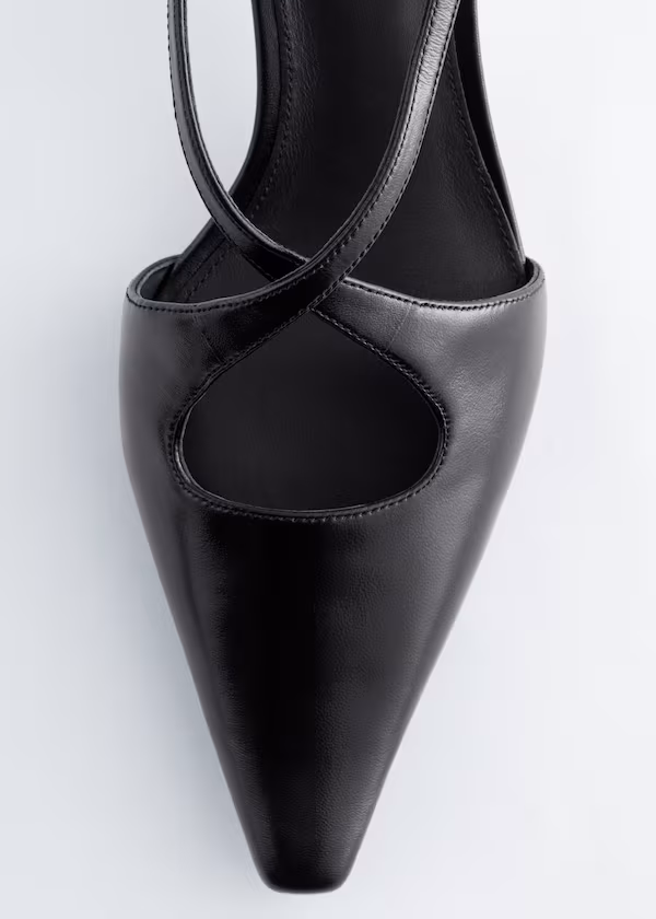 Туфли на каблуке из кожи с крест-накрест ремешком