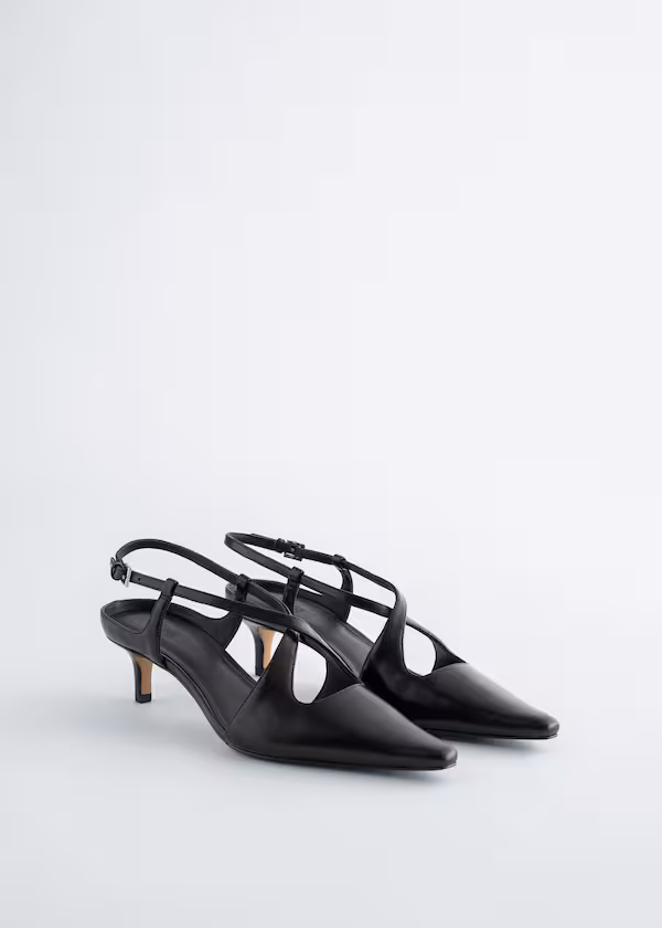 Туфли на каблуке из кожи с крест-накрест ремешком