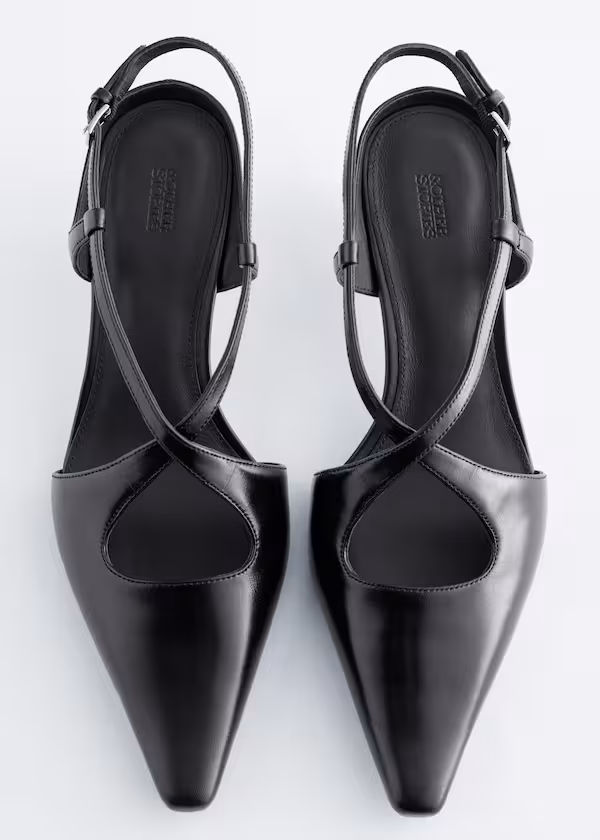 Туфли на каблуке из кожи с крест-накрест ремешком