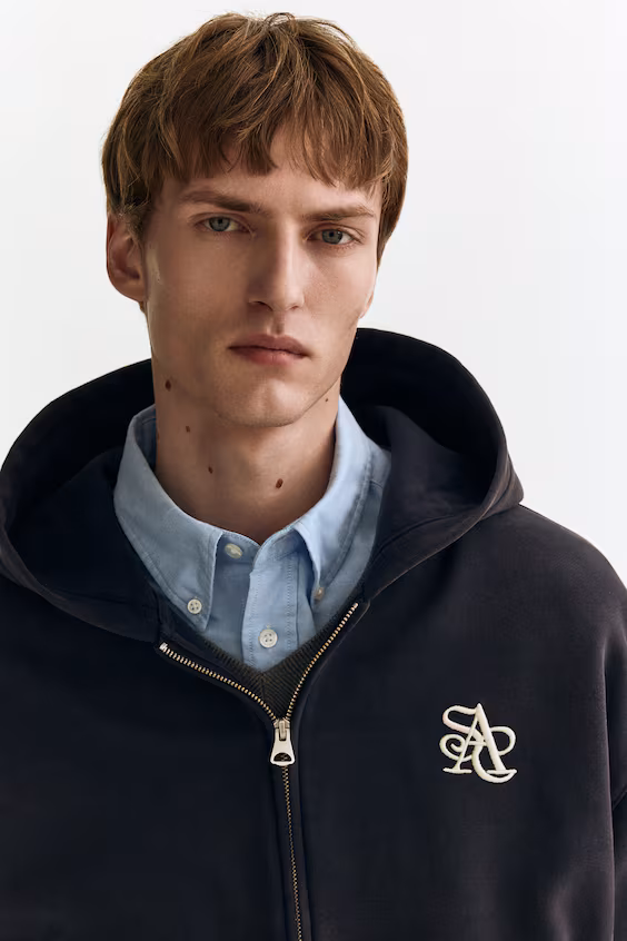 Пальто с капюшоном loose fit и молнией