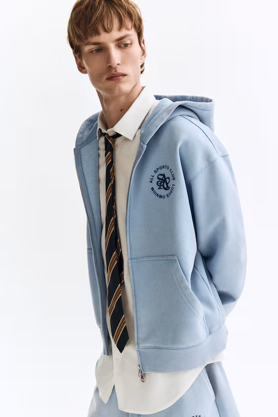 Пальто с капюшоном loose fit и молнией