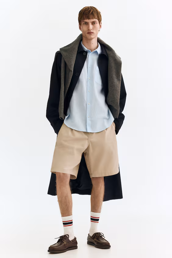 Рубашка из льняного рельефного relaxed fit