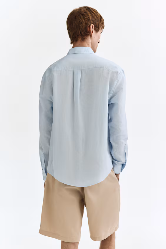 Рубашка из льняного рельефного relaxed fit