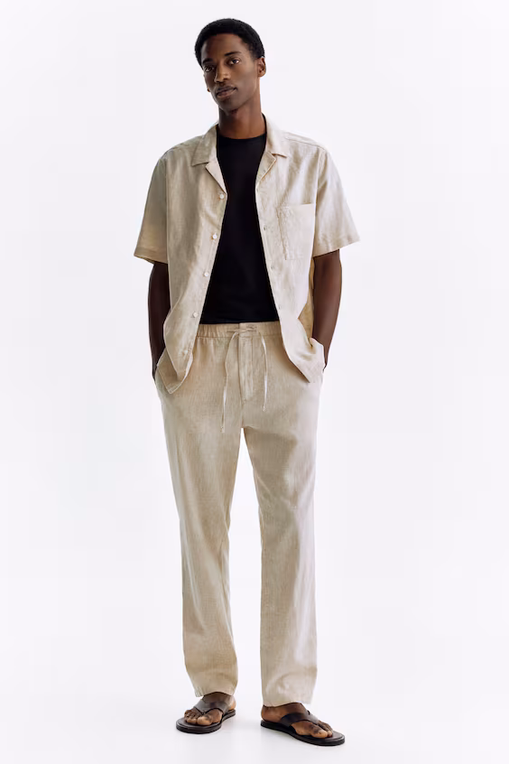 Рубашка из льняного рельефного regular fit