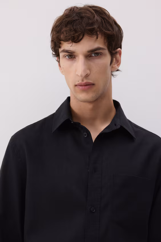 Рубашка из льняного рельефного regular fit