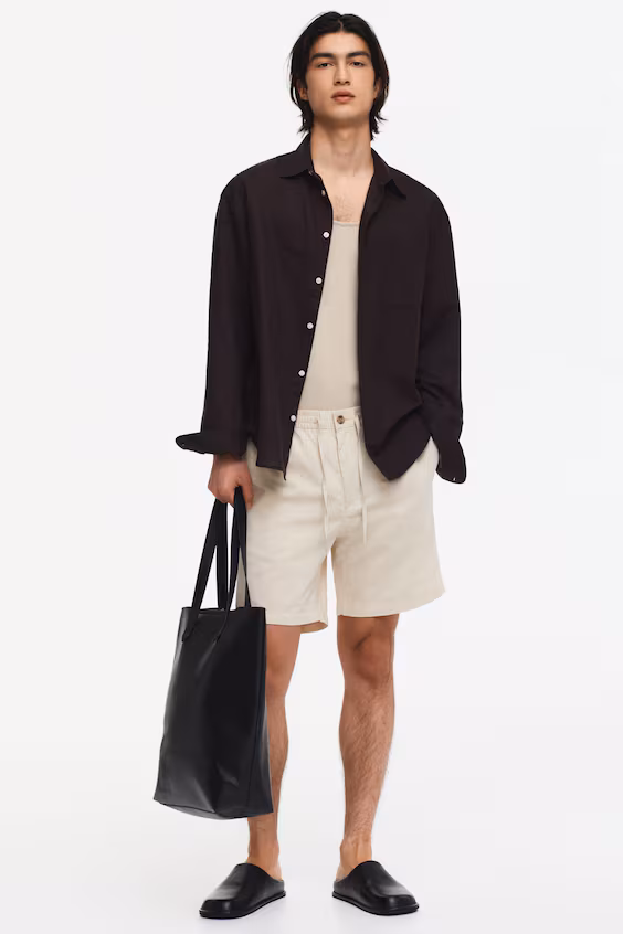 Шорты из смесового льна regular fit