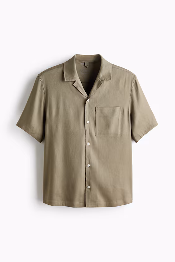 Рубашка-резорт из смесового льна свободного кроя