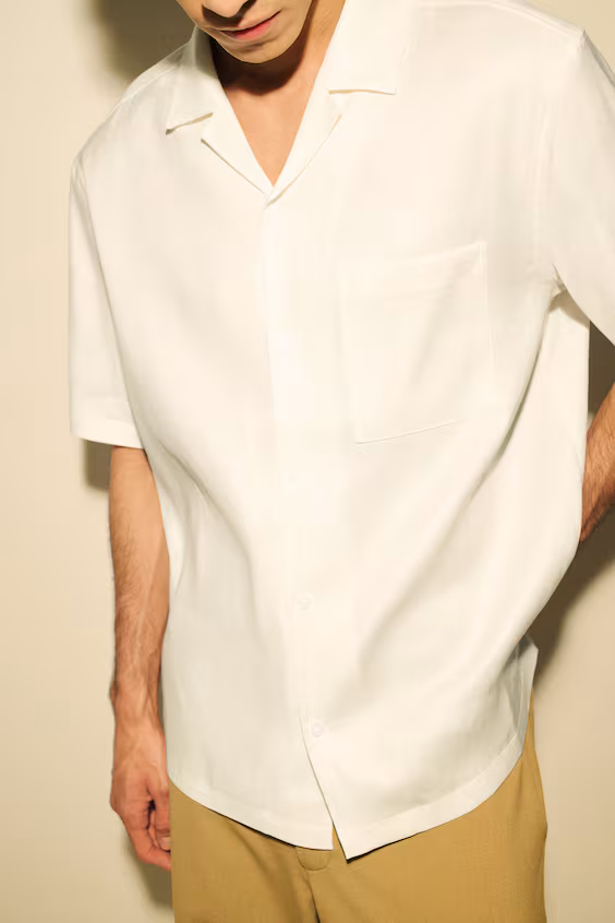 Рубашка-резорт из смесового льна свободного кроя