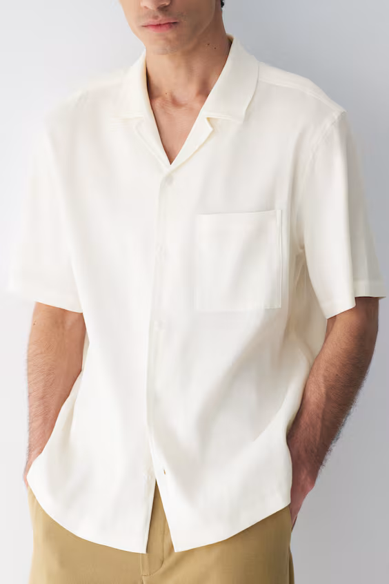 Рубашка-резорт из смесового льна свободного кроя