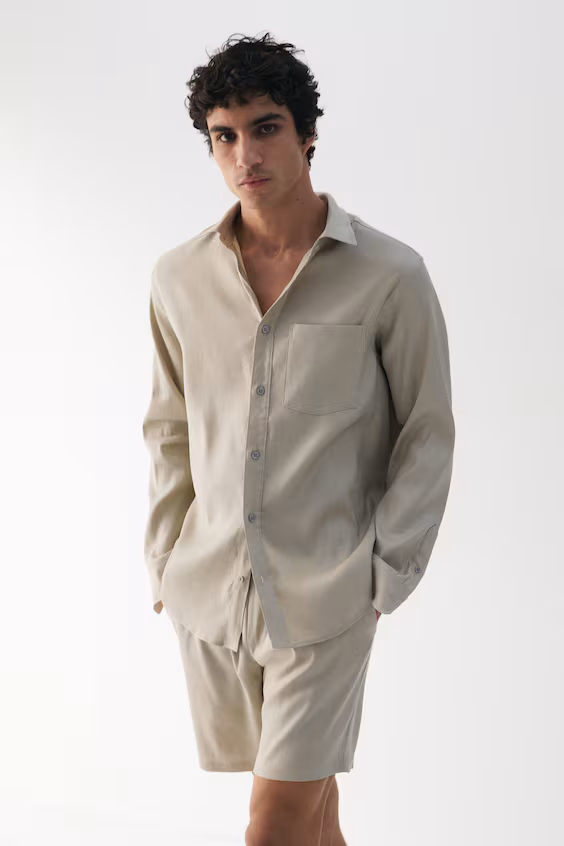 Шорты из смесового льна свободного кроя