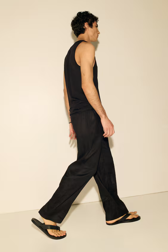 Брюки из льна four-way stretch свободного кроя