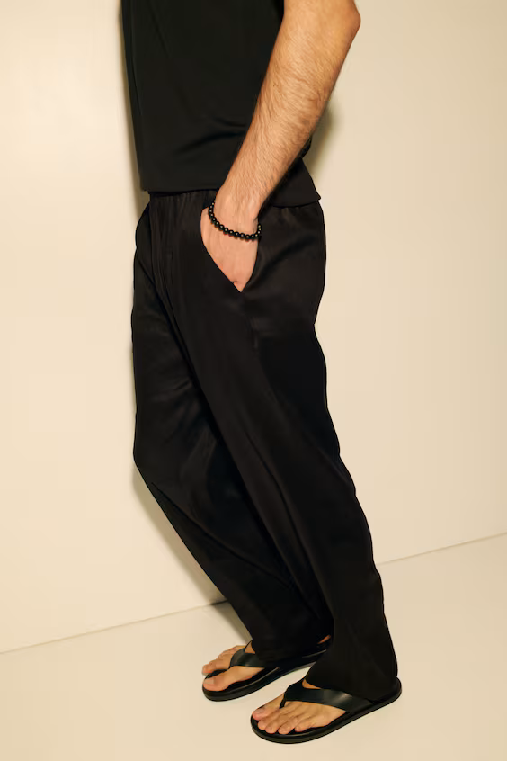 Брюки из льна four-way stretch свободного кроя