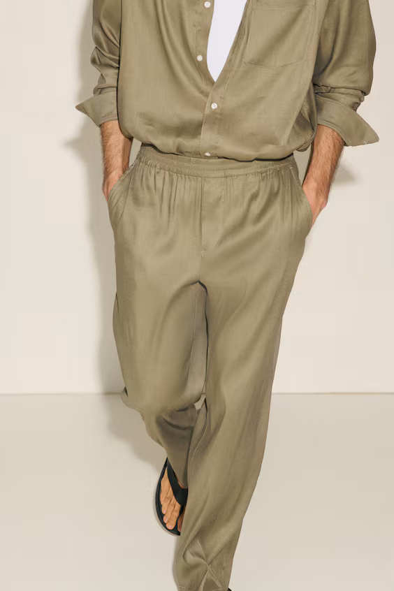 Брюки из льна four-way stretch свободного кроя