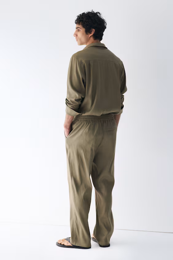 Брюки из льна four-way stretch свободного кроя