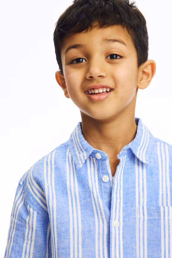 Рубашка с короткими рукавами из смеси льна