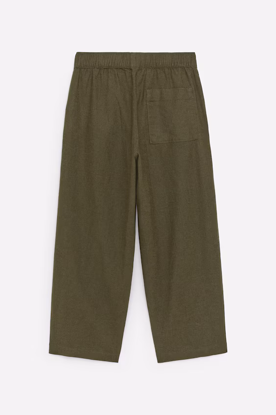 Брюки из смесового льна с эластичным поясом