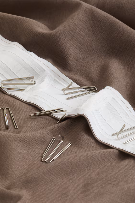 Набор из 2 длинных занавесок из смеси льна