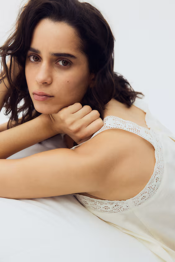 Пижама из хлопка с кружевом