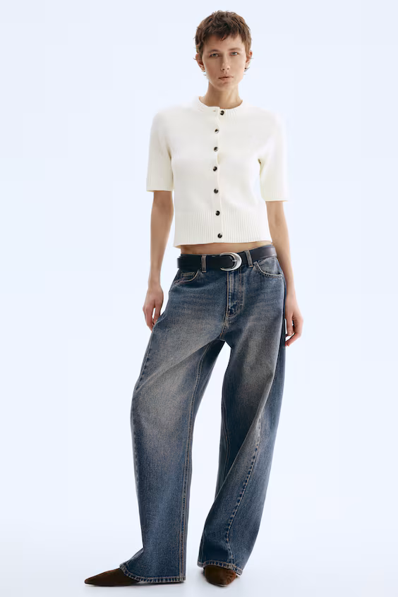 Джемпер из вязаного полотна с короткими рукавами