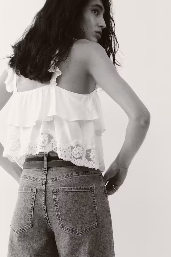 Джинсы супер широкие с высокой посадкой по щиколотку