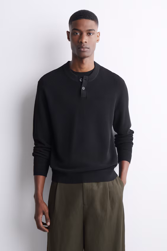 Хенли из хлопкового трикотажа