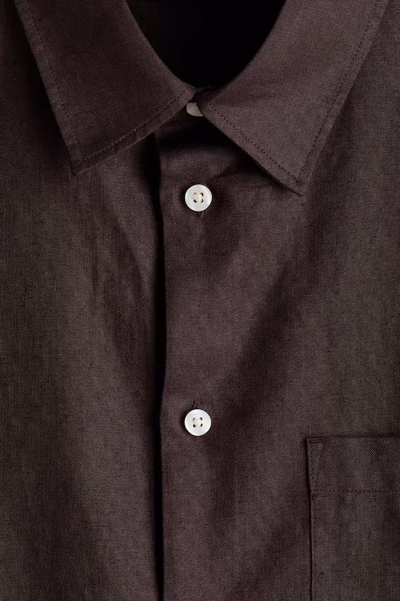 Рубашка из смесового льна свободного кроя