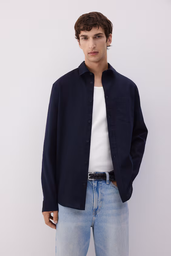 Рубашка из смеси льна regular fit