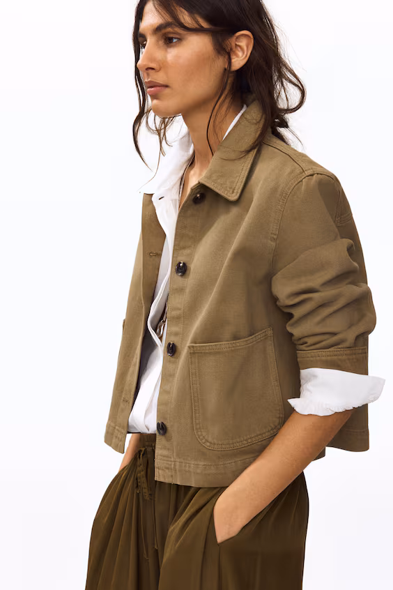 Рубашечное пальто из хлопкового саржевого материала