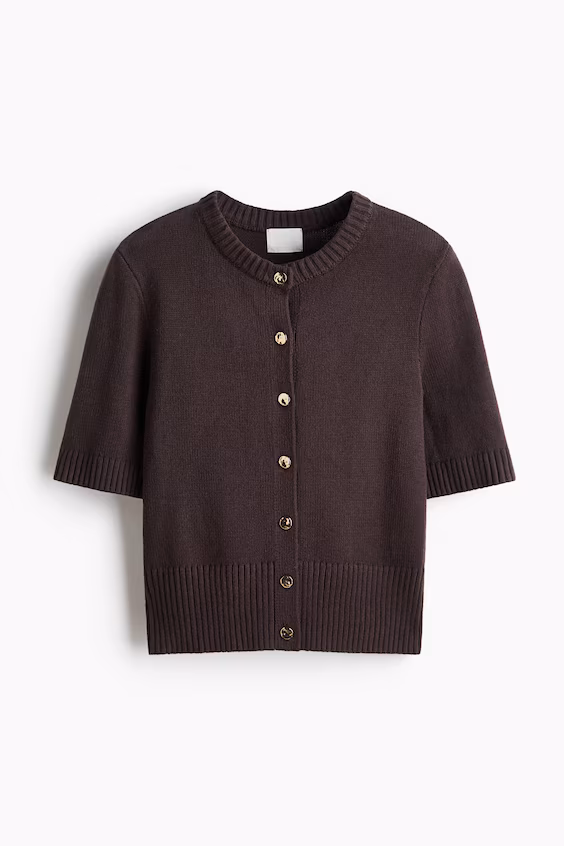 Кардиган с короткими рукавами из трикотажа