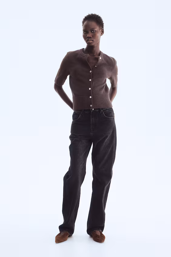 Кардиган с короткими рукавами из трикотажа