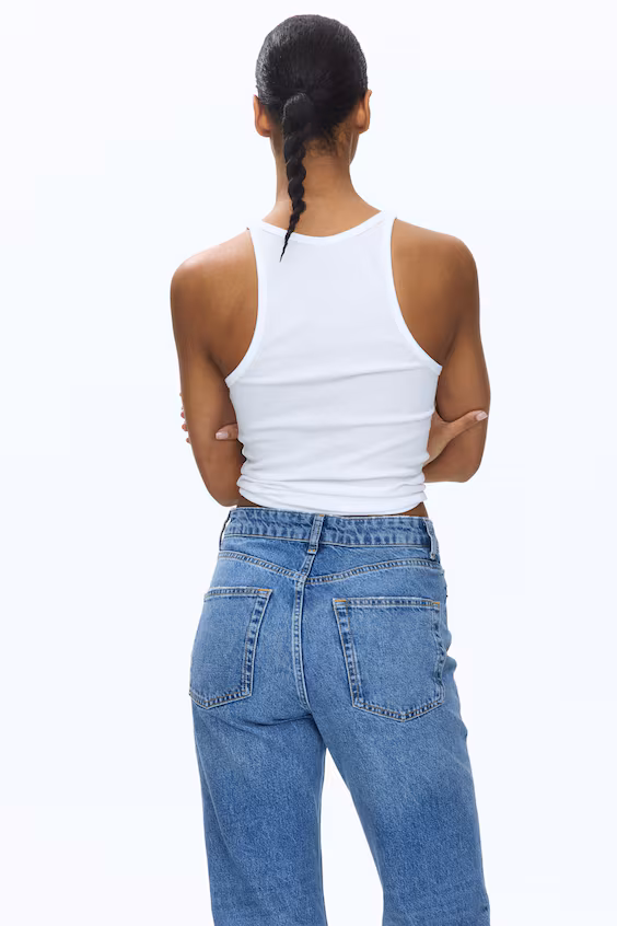 Джинсы с высокой талией до щиколотки mom