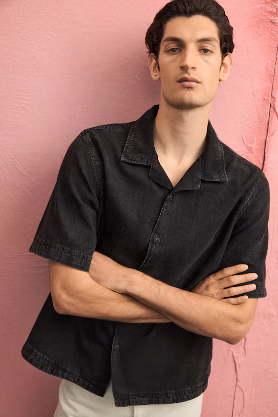 Рубашка курортного стиля из джинсовой ткани regular fit