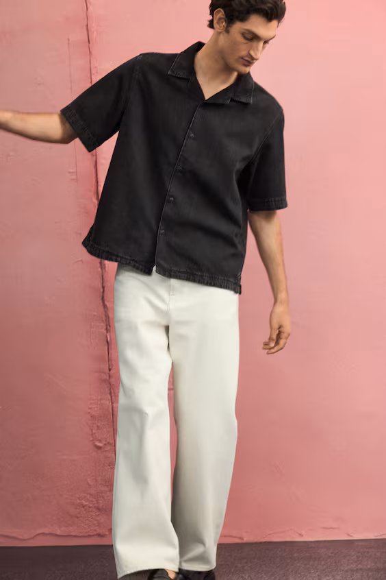 Рубашка курортного стиля из джинсовой ткани regular fit