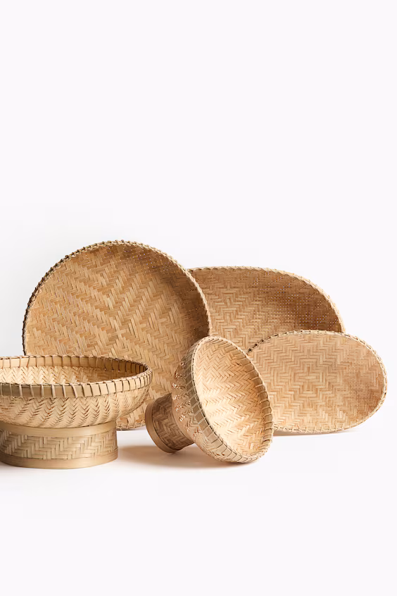 Чаша для сервировки из бамбука с ножкой