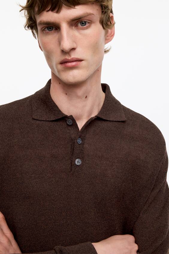 Свитер поло из смеси льна