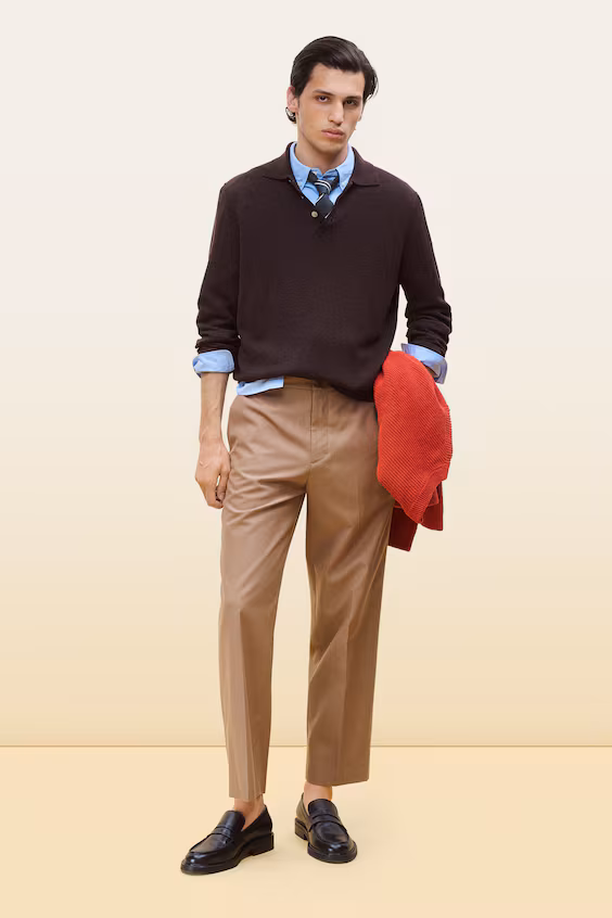 Свитер поло из смеси льна