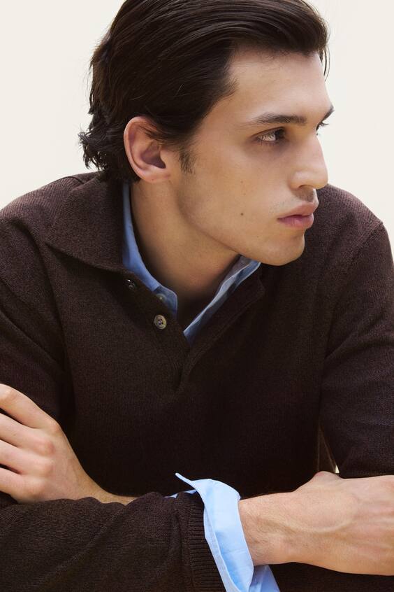 Свитер поло из смеси льна