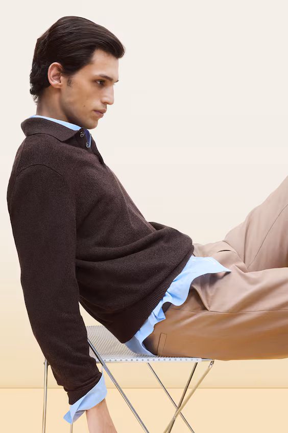 Свитер поло из смеси льна